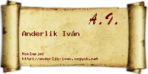 Anderlik Iván névjegykártya