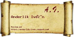 Anderlik Iván névjegykártya